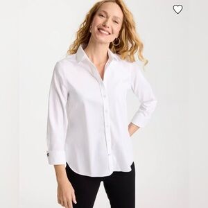 Chico’s No Iron White Button Front Shirt Size 0 (US 4) Stretch